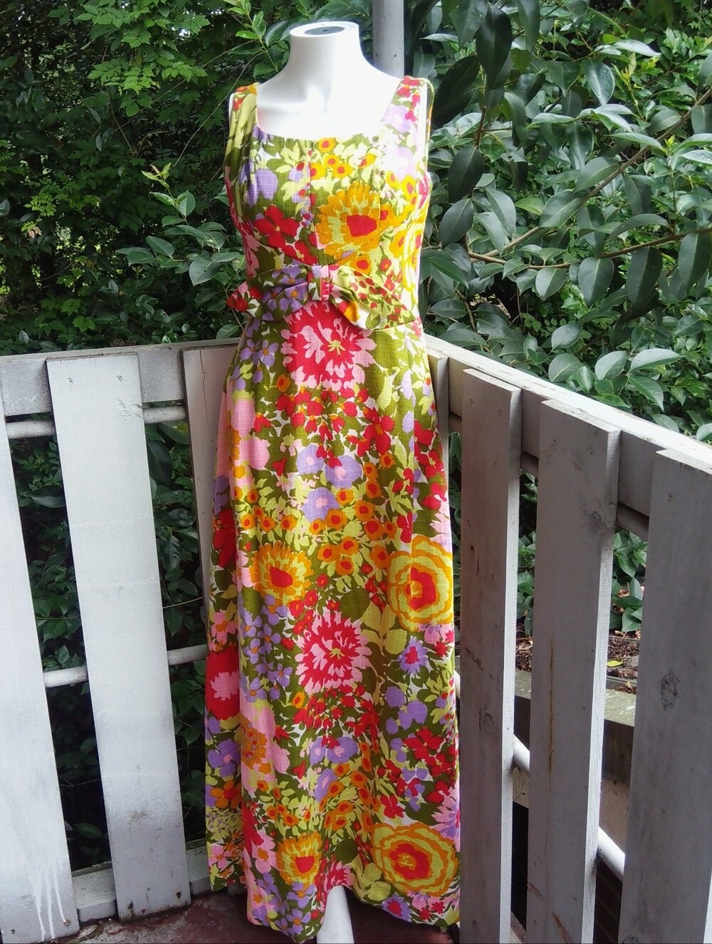 VTG Handmade 60s 70s Mod Cottagecore Floral Boho Prairie Woven Long Maxi Dre